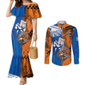 Custom Bulldogs and Tigers Couples Matching Mermaid Dress and Long Sleeve Button Shirt Rugby Mascot With Sporty Style