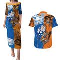 Custom Bulldogs and Tigers Couples Matching Puletasi and Hawaiian Shirt Rugby Mascot With Sporty Style