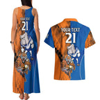 Custom Bulldogs and Tigers Couples Matching Tank Maxi Dress and Hawaiian Shirt Rugby Mascot With Sporty Style