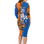Custom Bulldogs and Tigers Family Matching Long Sleeve Bodycon Dress and Hawaiian Shirt Rugby Mascot With Sporty Style