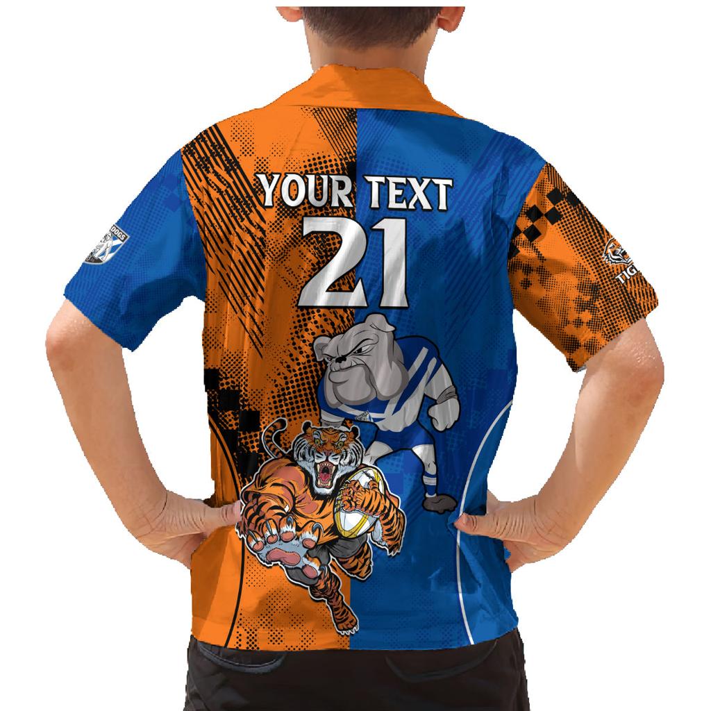 Custom Bulldogs and Tigers Family Matching Mermaid Dress and Hawaiian Shirt Rugby Mascot With Sporty Style