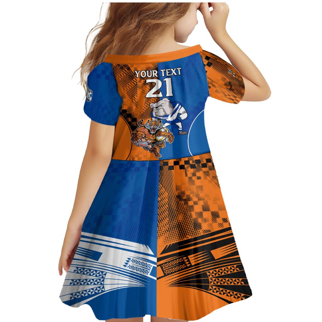 Custom Bulldogs and Tigers Family Matching Mermaid Dress and Hawaiian Shirt Rugby Mascot With Sporty Style