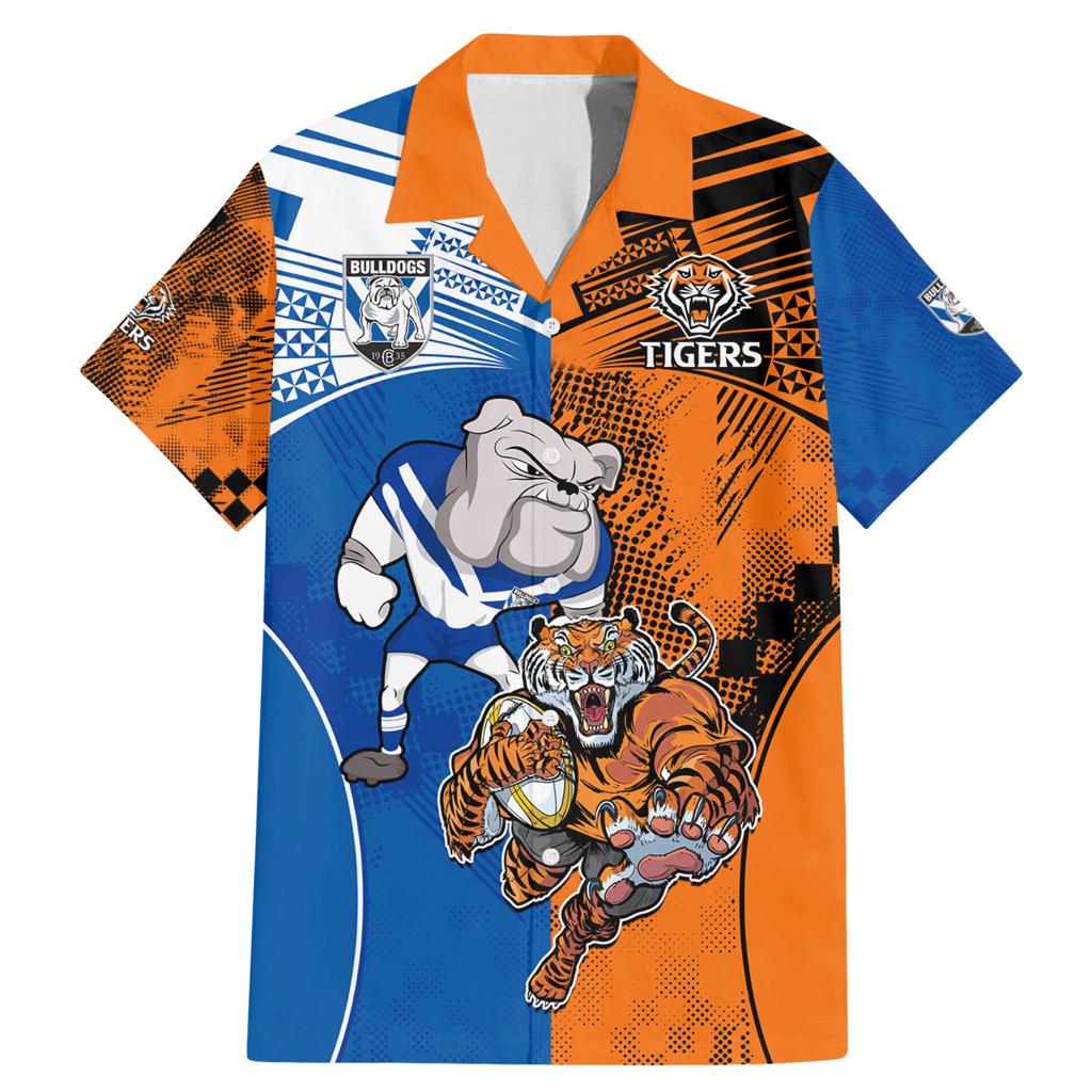 Custom Bulldogs and Tigers Family Matching Mermaid Dress and Hawaiian Shirt Rugby Mascot With Sporty Style