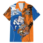 Custom Bulldogs and Tigers Family Matching Mermaid Dress and Hawaiian Shirt Rugby Mascot With Sporty Style