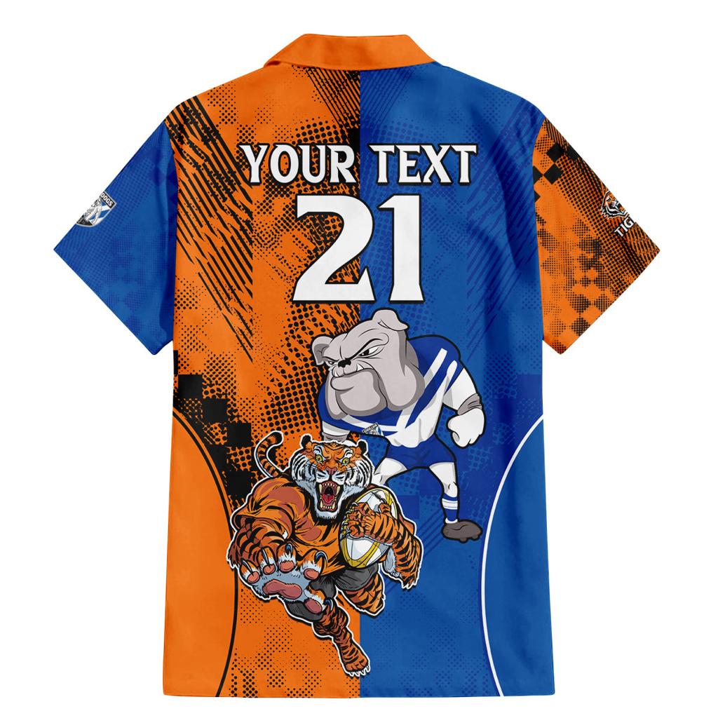 Custom Bulldogs and Tigers Family Matching Mermaid Dress and Hawaiian Shirt Rugby Mascot With Sporty Style
