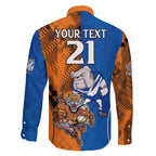 Custom Bulldogs and Tigers Family Matching Off Shoulder Maxi Dress and Hawaiian Shirt Rugby Mascot With Sporty Style