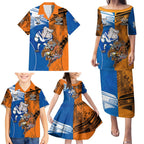 Custom Bulldogs and Tigers Family Matching Puletasi and Hawaiian Shirt Rugby Mascot With Sporty Style
