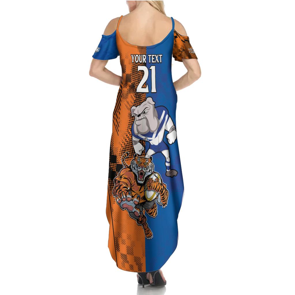 Custom Bulldogs and Tigers Family Matching Summer Maxi Dress and Hawaiian Shirt Rugby Mascot With Sporty Style