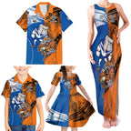 Custom Bulldogs and Tigers Family Matching Tank Maxi Dress and Hawaiian Shirt Rugby Mascot With Sporty Style