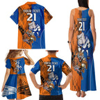Custom Bulldogs and Tigers Family Matching Tank Maxi Dress and Hawaiian Shirt Rugby Mascot With Sporty Style