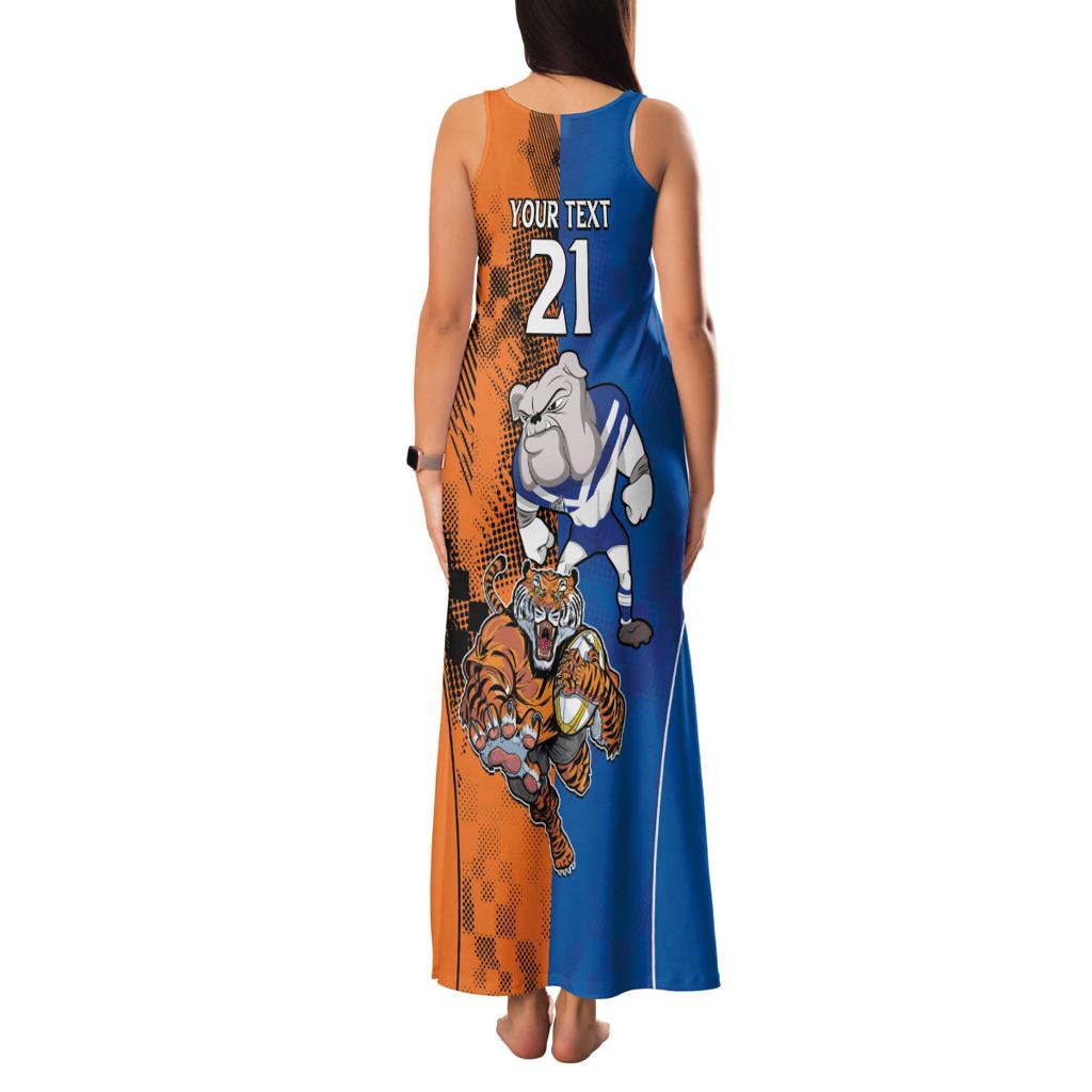 Custom Bulldogs and Tigers Family Matching Tank Maxi Dress and Hawaiian Shirt Rugby Mascot With Sporty Style