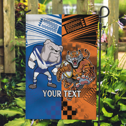 Custom Bulldogs and Tigers Garden Flag Rugby Mascot With Sporty Style