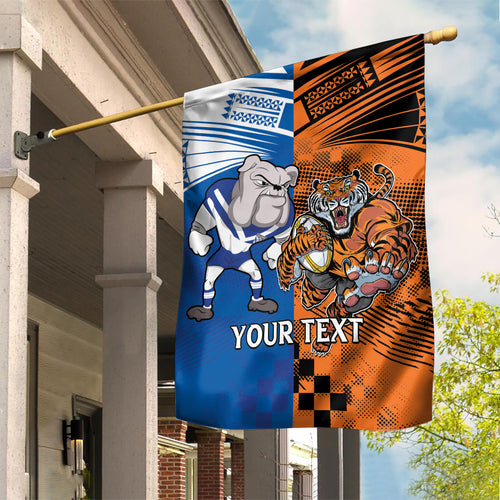 Custom Bulldogs and Tigers Garden Flag Rugby Mascot With Sporty Style