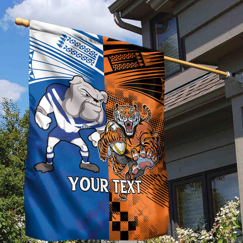 Custom Bulldogs and Tigers Garden Flag Rugby Mascot With Sporty Style