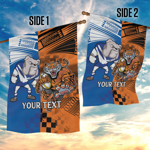 Custom Bulldogs and Tigers Garden Flag Rugby Mascot With Sporty Style
