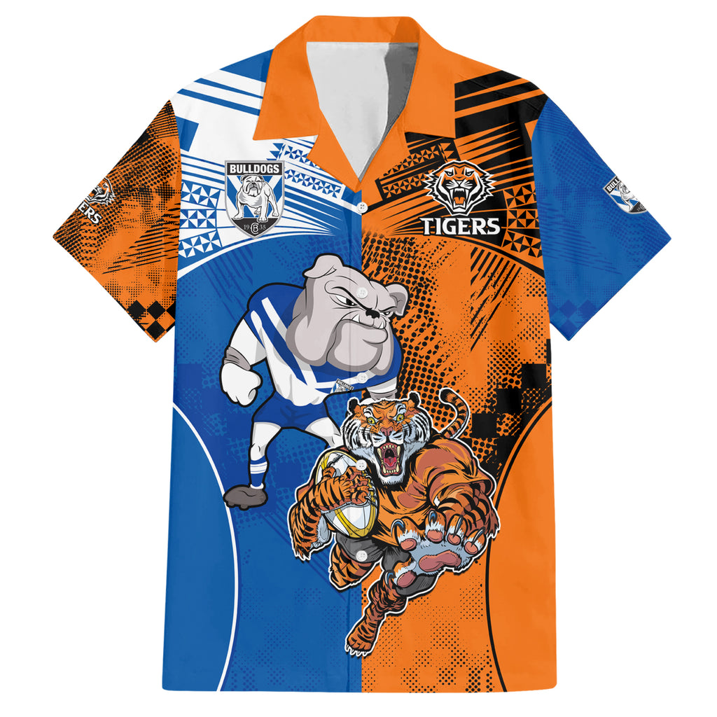 Custom Bulldogs and Tigers Hawaiian Shirt Rugby Mascot With Sporty Style