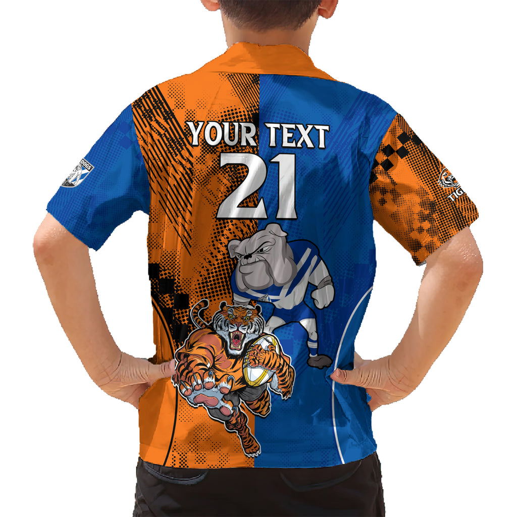 Custom Bulldogs and Tigers Kid Hawaiian Shirt Rugby Mascot With Sporty Style