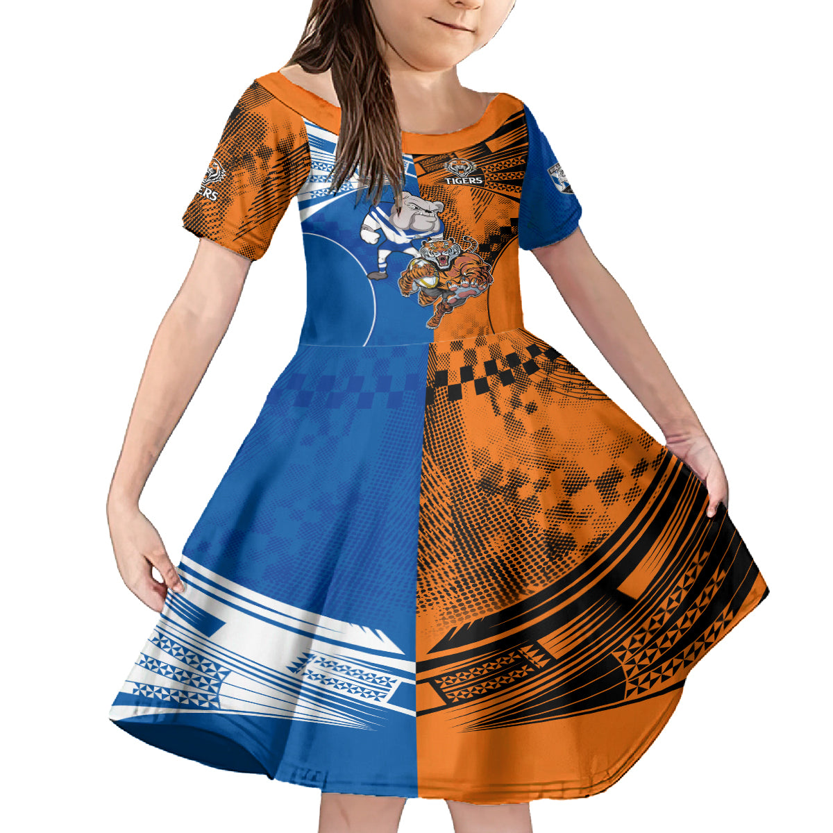 Custom Bulldogs and Tigers Kid Short Sleeve Dress Rugby Mascot With Sporty Style