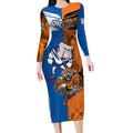 Custom Bulldogs and Tigers Long Sleeve Bodycon Dress Rugby Mascot With Sporty Style