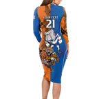 Custom Bulldogs and Tigers Long Sleeve Bodycon Dress Rugby Mascot With Sporty Style