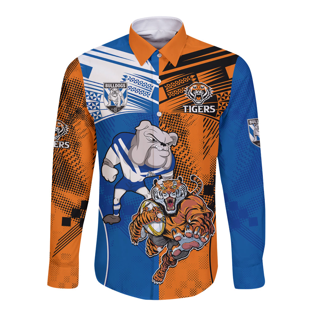 Custom Bulldogs and Tigers Long Sleeve Button Shirt Rugby Mascot With Sporty Style