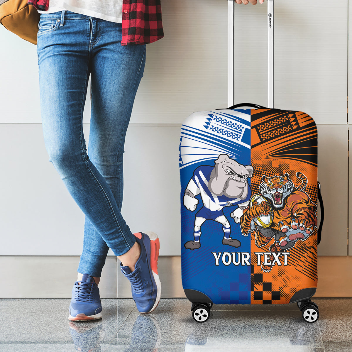 Custom Bulldogs and Tigers Luggage Cover Rugby Mascot With Sporty Style