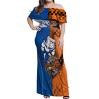 Custom Bulldogs and Tigers Off Shoulder Maxi Dress Rugby Mascot With Sporty Style