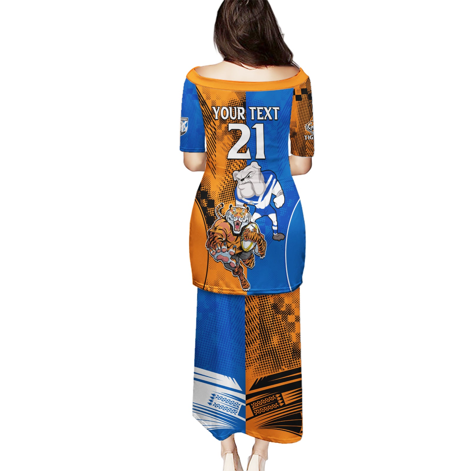 Custom Bulldogs and Tigers Puletasi Rugby Mascot With Sporty Style