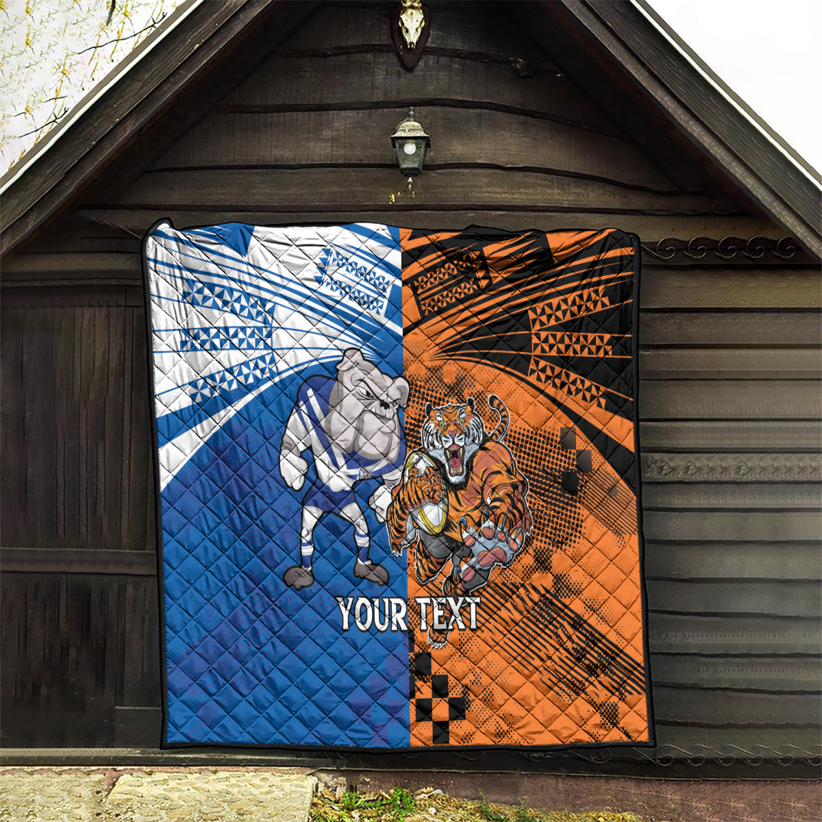 Custom Bulldogs and Tigers Quilt Rugby Mascot With Sporty Style