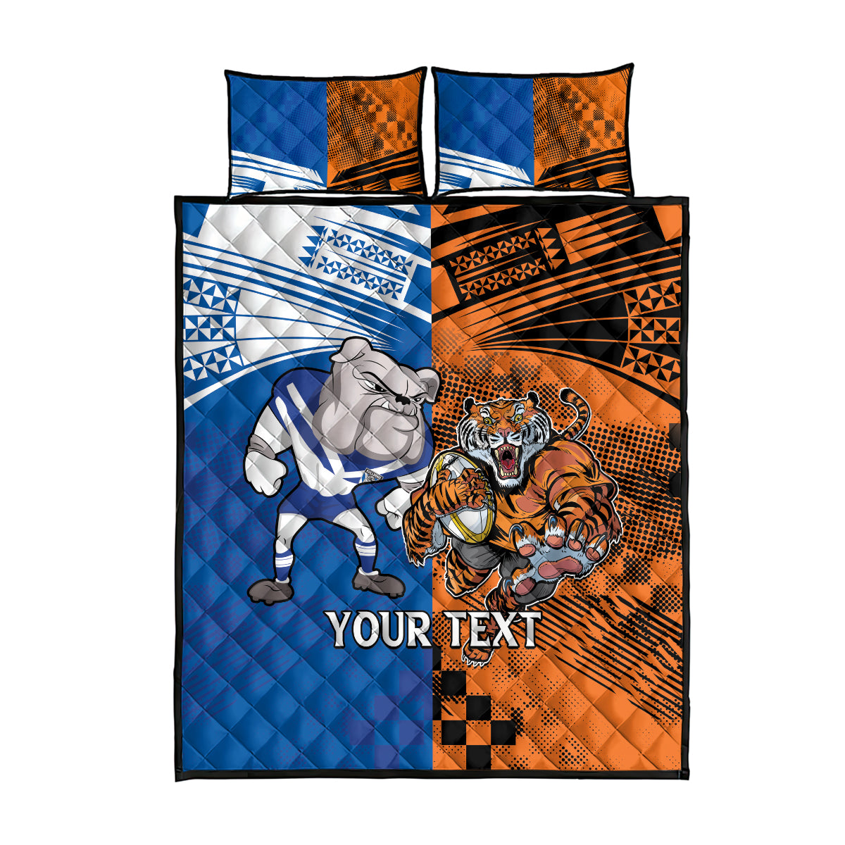 Custom Bulldogs and Tigers Quilt Bed Set Rugby Mascot With Sporty Style