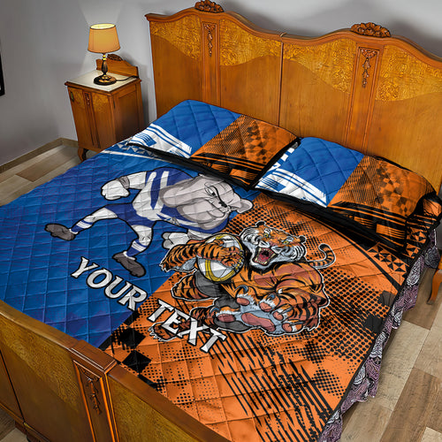Custom Bulldogs and Tigers Quilt Bed Set Rugby Mascot With Sporty Style