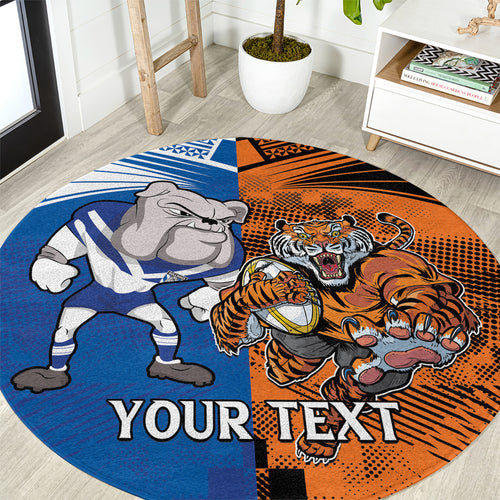 Custom Bulldogs and Tigers Round Carpet Rugby Mascot With Sporty Style