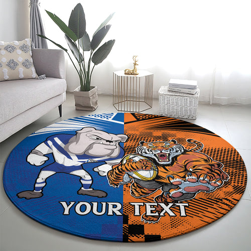 Custom Bulldogs and Tigers Round Carpet Rugby Mascot With Sporty Style