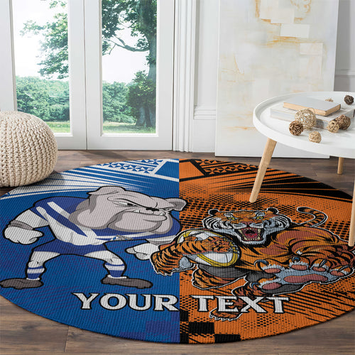 Custom Bulldogs and Tigers Round Carpet Rugby Mascot With Sporty Style