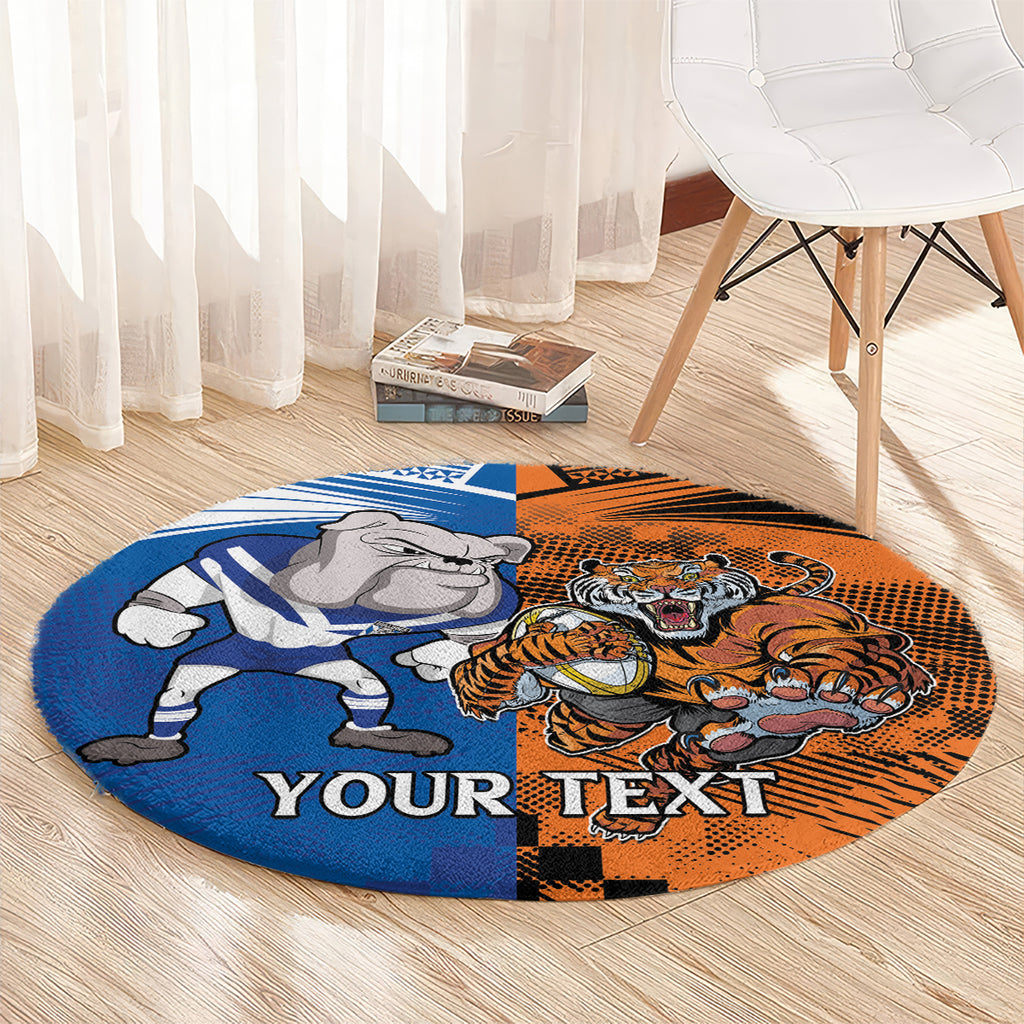 Custom Bulldogs and Tigers Round Carpet Rugby Mascot With Sporty Style
