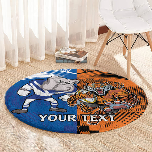 Custom Bulldogs and Tigers Round Carpet Rugby Mascot With Sporty Style