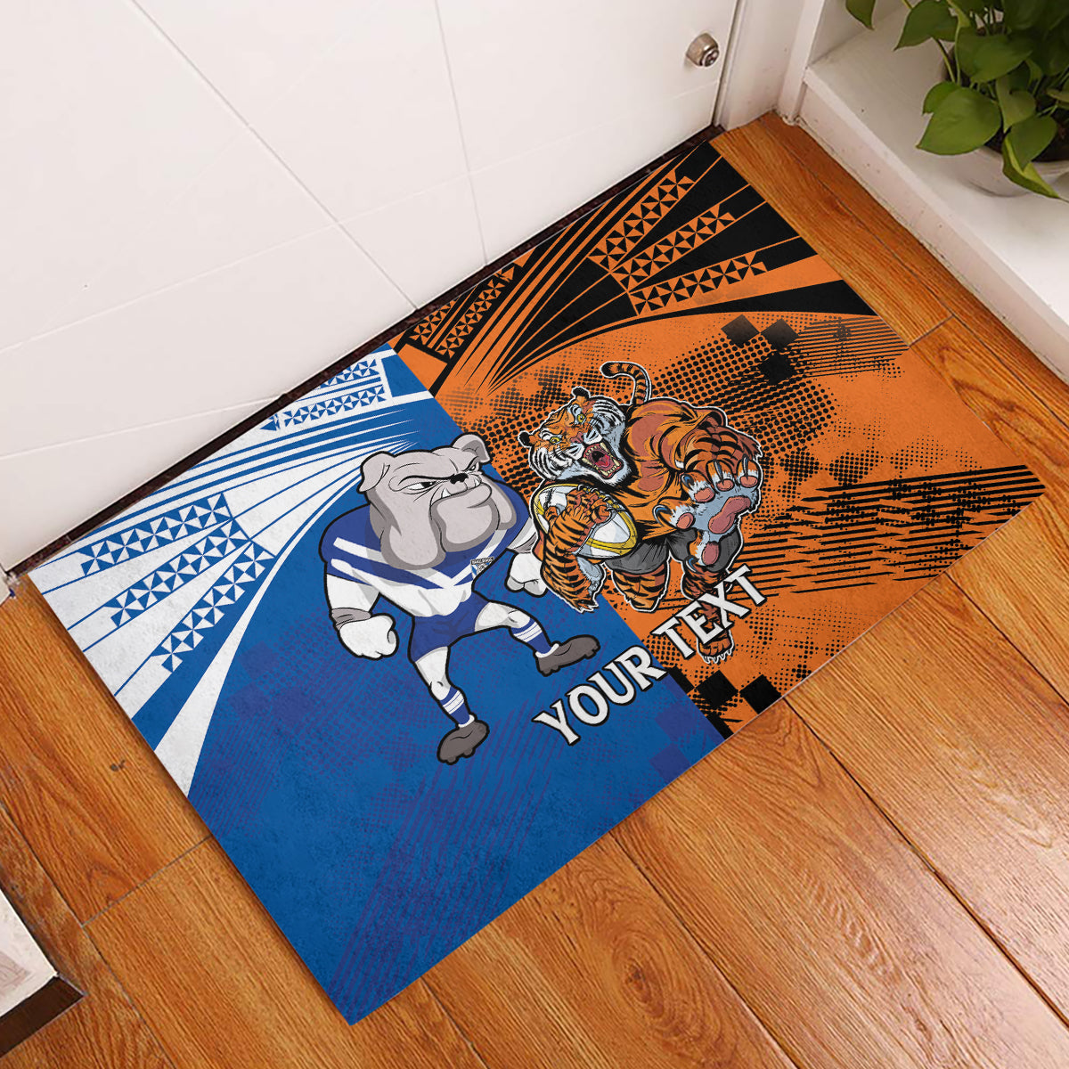 Custom Bulldogs and Tigers Rubber Doormat Rugby Mascot With Sporty Style