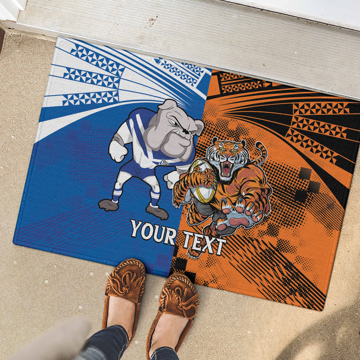Custom Bulldogs and Tigers Rubber Doormat Rugby Mascot With Sporty Style