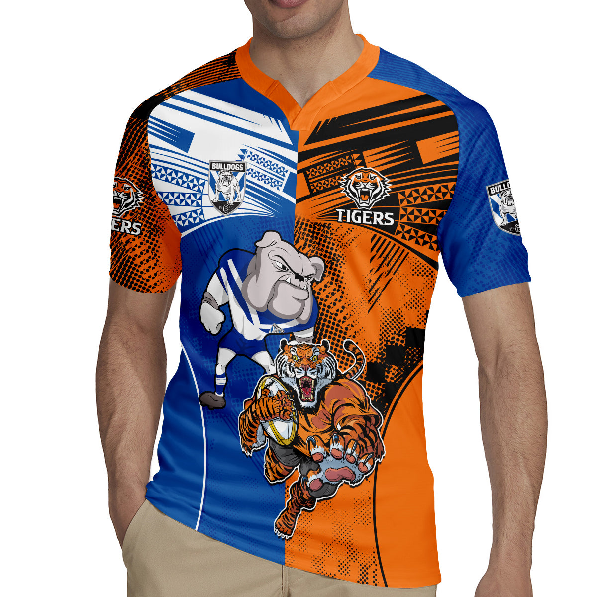 Custom Bulldogs and Tigers Rugby Jersey Rugby Mascot With Sporty Style