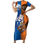 Custom Bulldogs and Tigers Short Sleeve Bodycon Dress Rugby Mascot With Sporty Style
