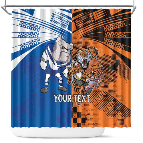 Custom Bulldogs and Tigers Shower Curtain Rugby Mascot With Sporty Style
