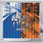 Custom Bulldogs and Tigers Shower Curtain Rugby Mascot With Sporty Style
