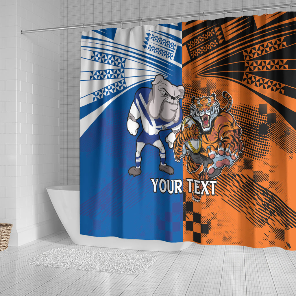 Custom Bulldogs and Tigers Shower Curtain Rugby Mascot With Sporty Style