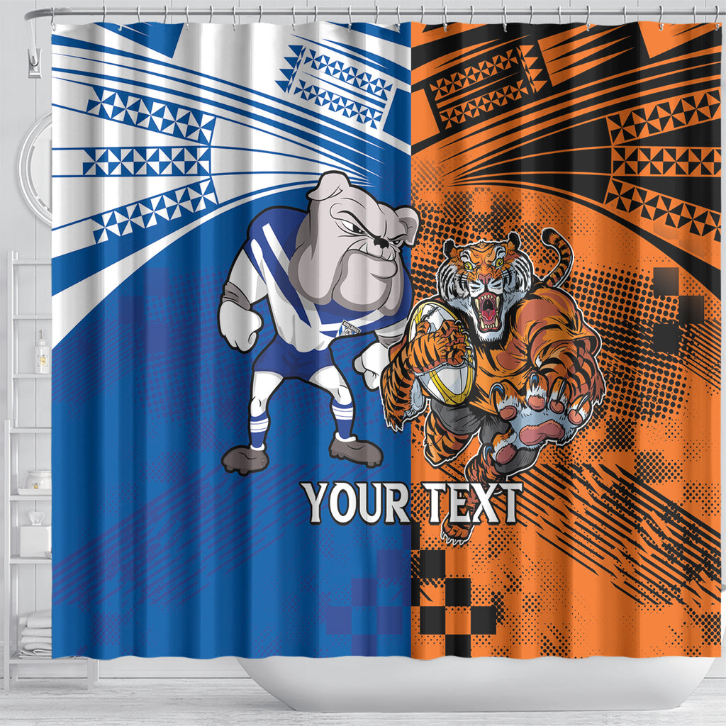 Custom Bulldogs and Tigers Shower Curtain Rugby Mascot With Sporty Style