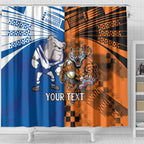 Custom Bulldogs and Tigers Shower Curtain Rugby Mascot With Sporty Style