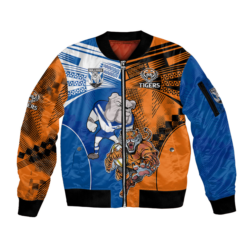 Custom Bulldogs and Tigers Sleeve Zip Bomber Jacket Rugby Mascot With Sporty Style