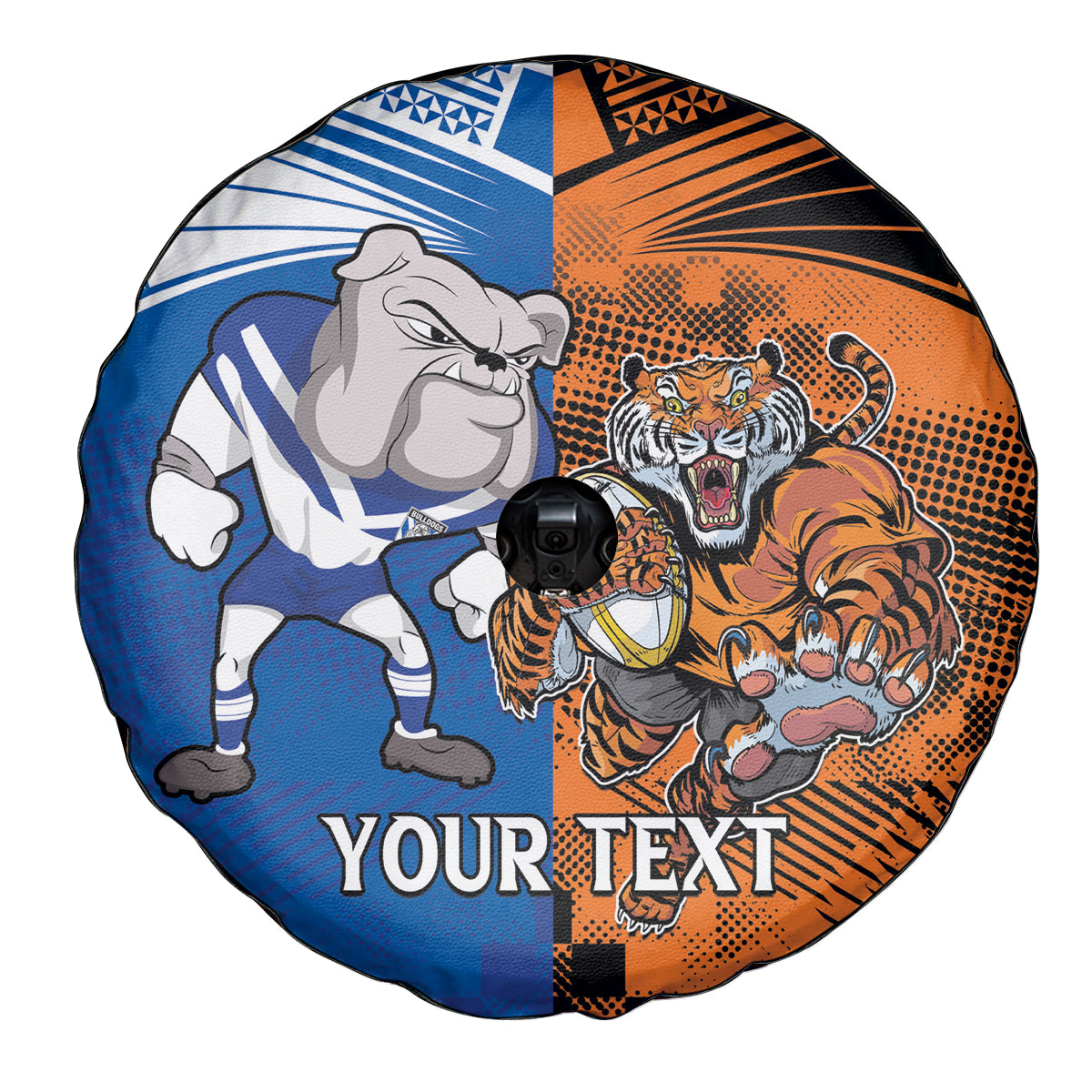 Custom Bulldogs and Tigers Spare Tire Cover Rugby Mascot With Sporty Style