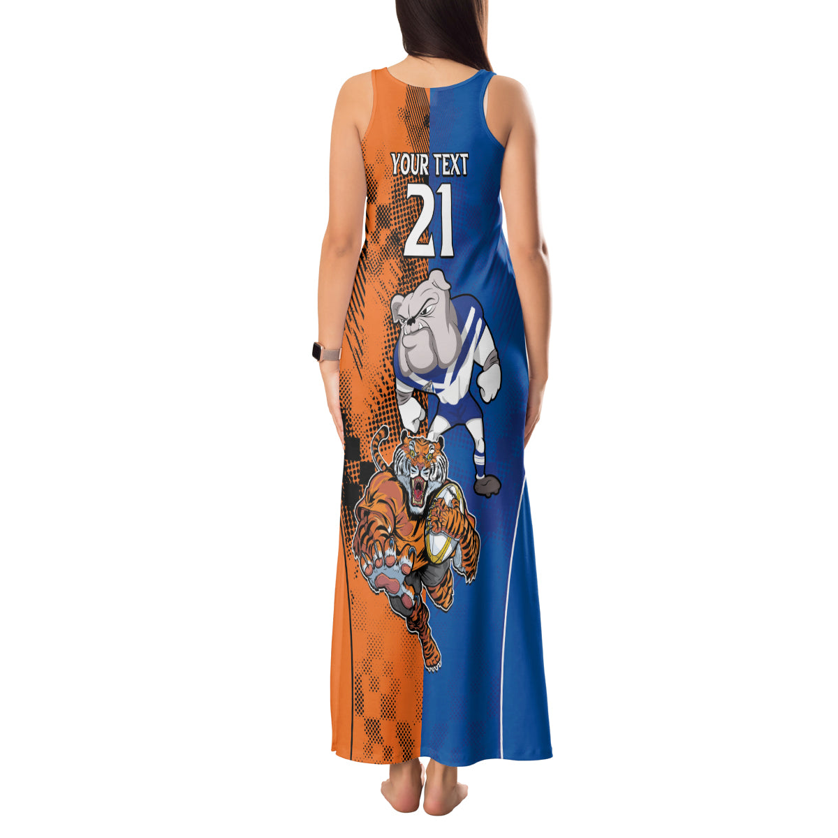 Custom Bulldogs and Tigers Tank Maxi Dress Rugby Mascot With Sporty Style
