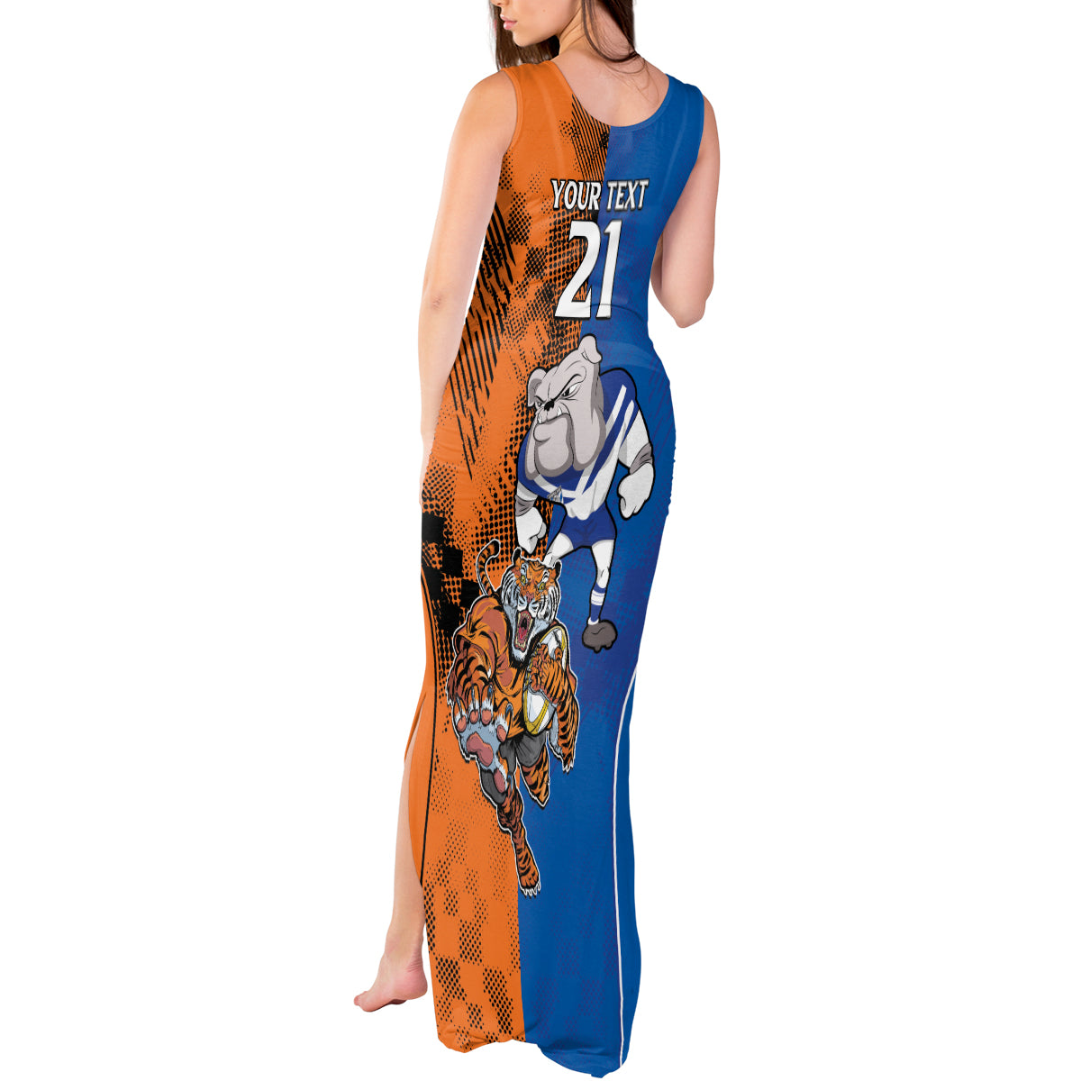 Custom Bulldogs and Tigers Tank Maxi Dress Rugby Mascot With Sporty Style