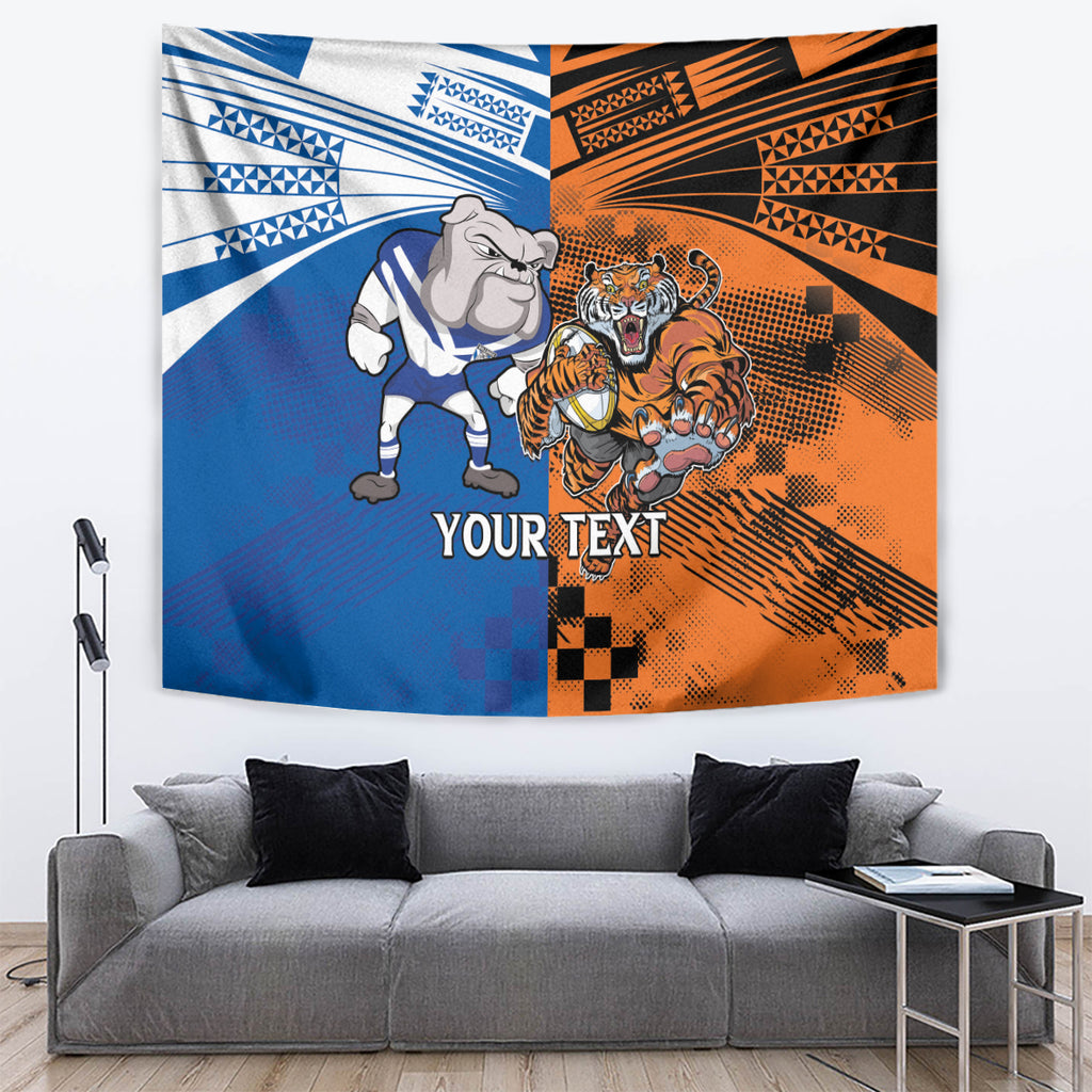 Custom Bulldogs and Tigers Tapestry Rugby Mascot With Sporty Style